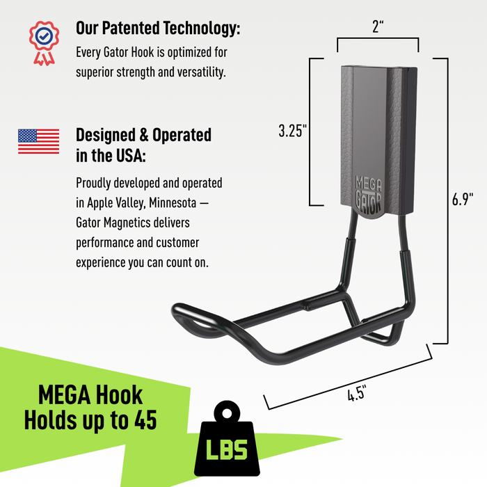 Gator Magnetics - 4.5" MEGA Closed Magnetic Hook - Holds up to 45 lbs - Ridge Toolbox