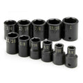 SK Tools USA - 11 Piece 1/2" Drive 6 Pt Standard Fractional Impact Socket Set - Ridge Toolbox