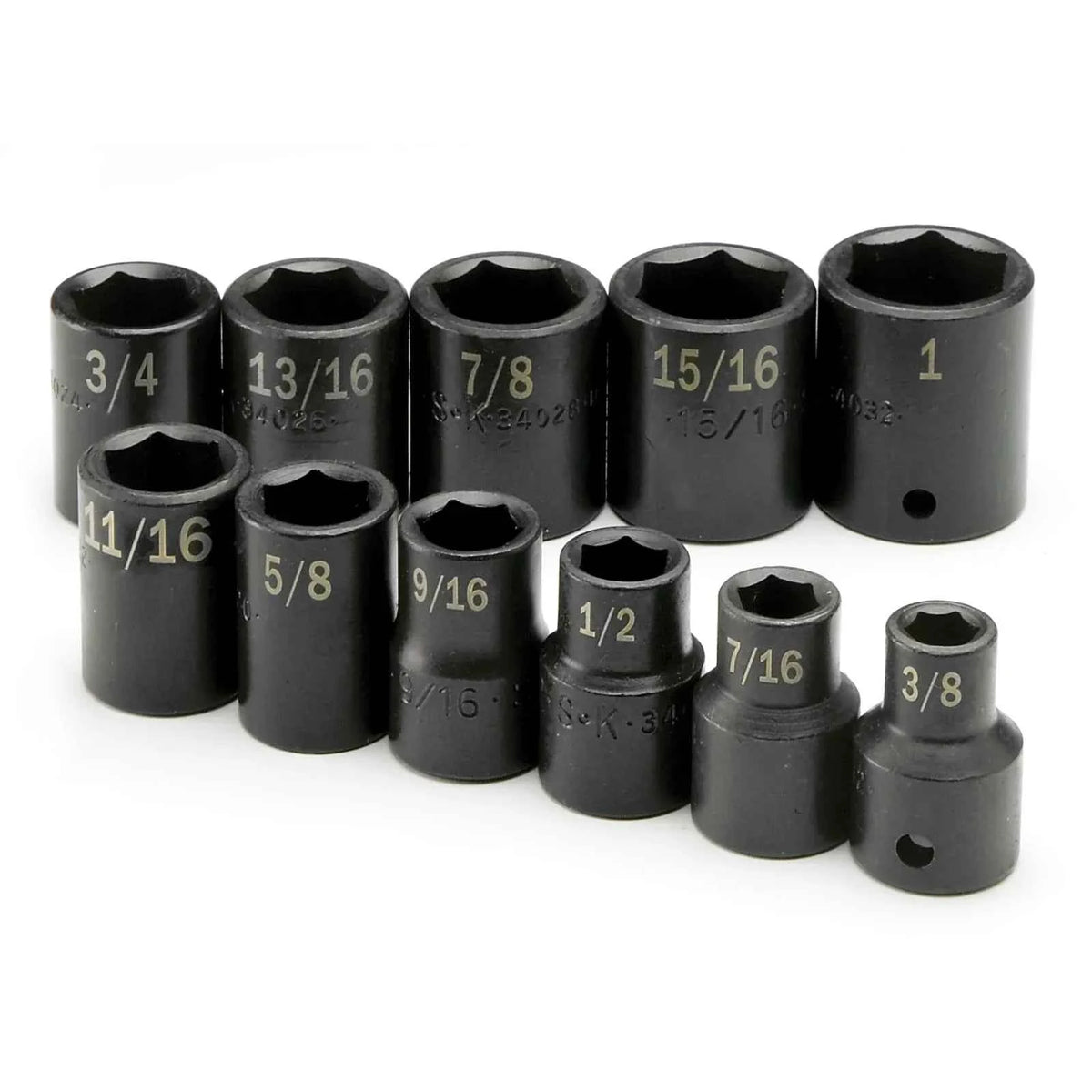 SK Tools USA - 11 Piece 1/2" Drive 6 Pt Standard Fractional Impact Socket Set - Ridge Toolbox