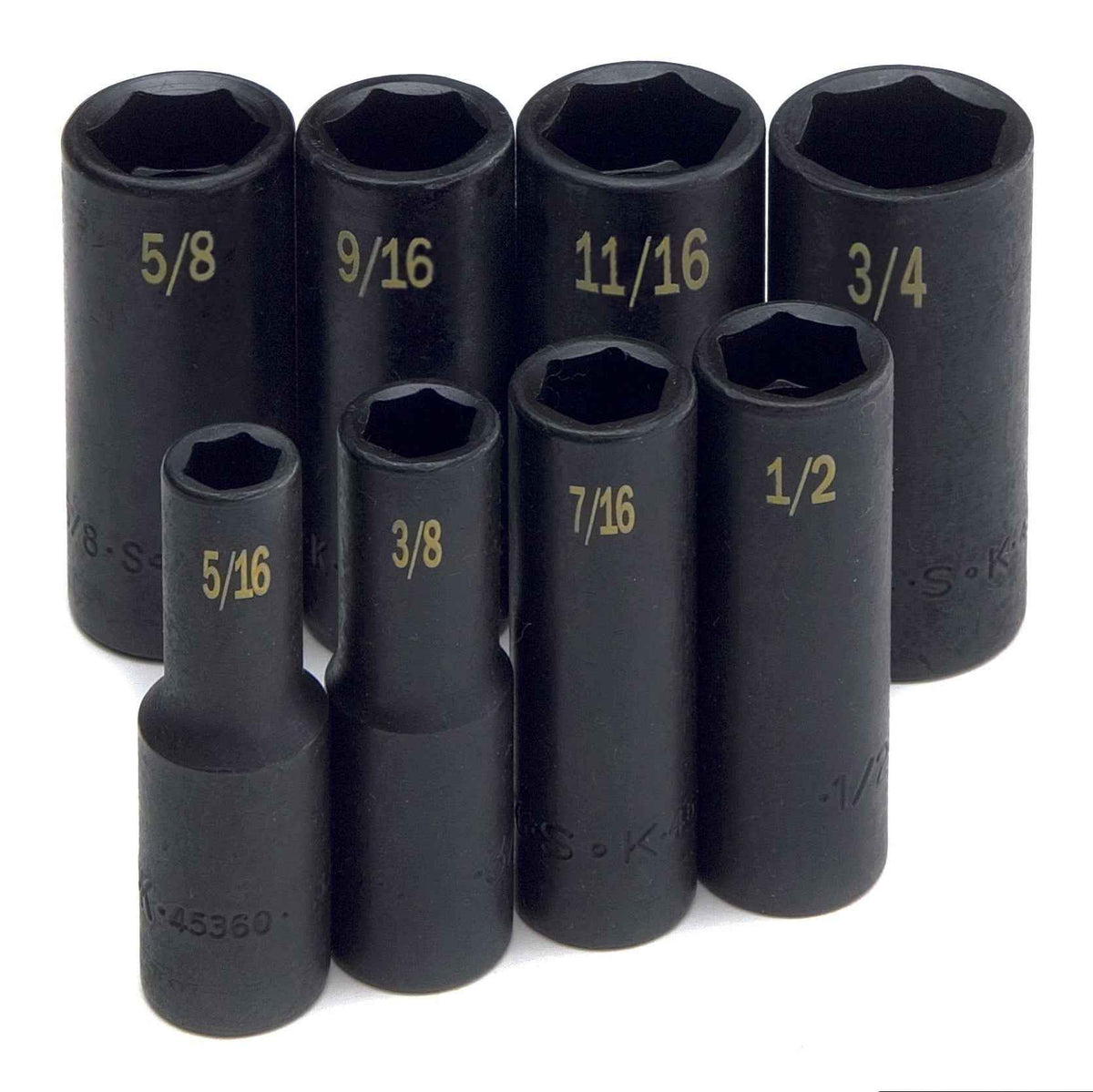 SK Tools USA - 8 Piece 3/8" Drive 6 Point Fractional Deep Impact Socket Set - Ridge Toolbox