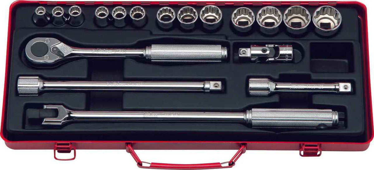 1/2 Sq. Dr. 18 Piece 12-Point Metric Socket Set  8-27mm