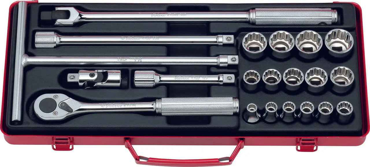 1/2 Sq. Dr. 21 Piece 12-Point Metric Socket Set  8-27mm