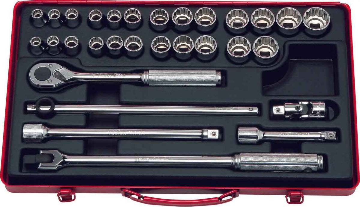 1/2 Sq. Dr. Socket Set   12 point   30 pieces