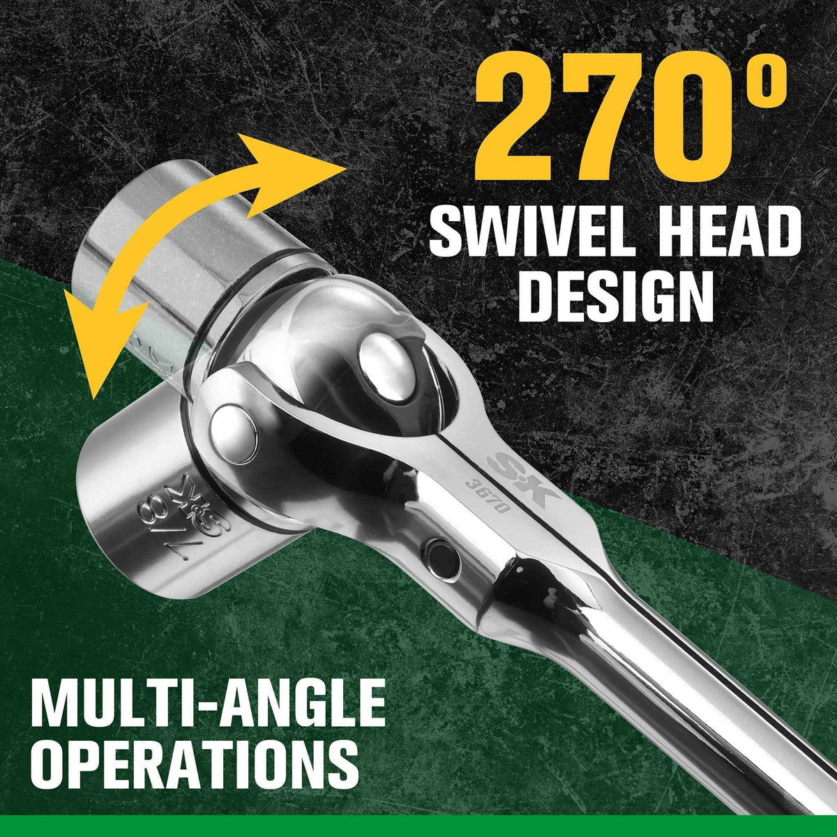 SK Tools USA - 3/8" Drive Professional Roto-Head Ratchet - Ridge Toolbox