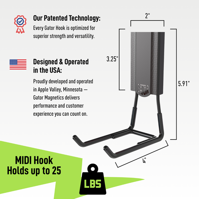 Gator Magnetics - 4" MIDI Open Magnetic Hook - Holds up to 25 lbs - Ridge Toolbox