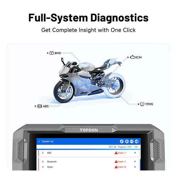 TOPDON 8-inch Wireless Motorcycle Diagnostic Tool - Ridge Toolbox