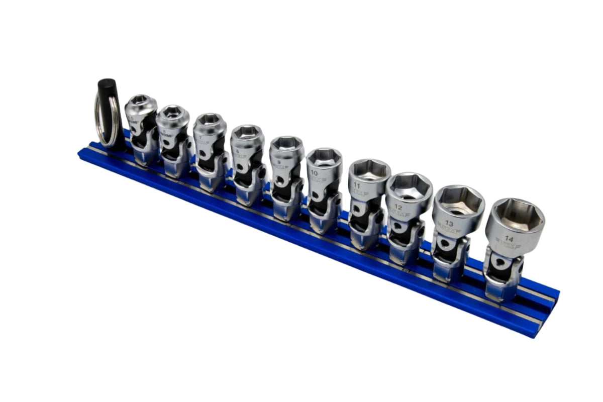 VIM Tools - 10 PC. 6-PT DUAL DRIVE STUBBY UJ METRIC  SOCKET SET - 1/4'' X 11MM DR. - BLUE MAGRAIL