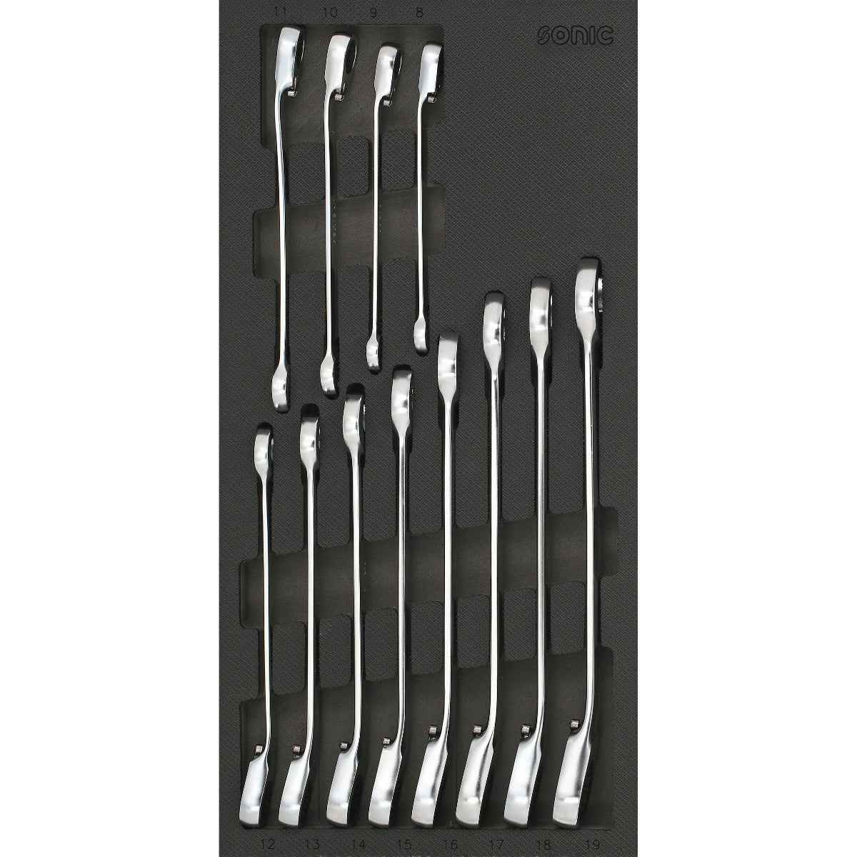 Sonic Tools - Reversible Ratcheting Wrench Set, 12-PCS - SMALL SFS - Ridge Toolbox