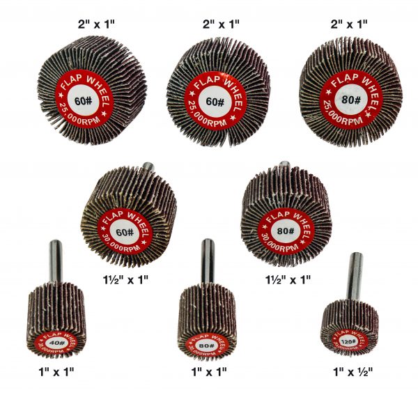 Shark Industries - 8 PC Flap Wheel Kit – Aluminum Oxide - Ridge Toolbox