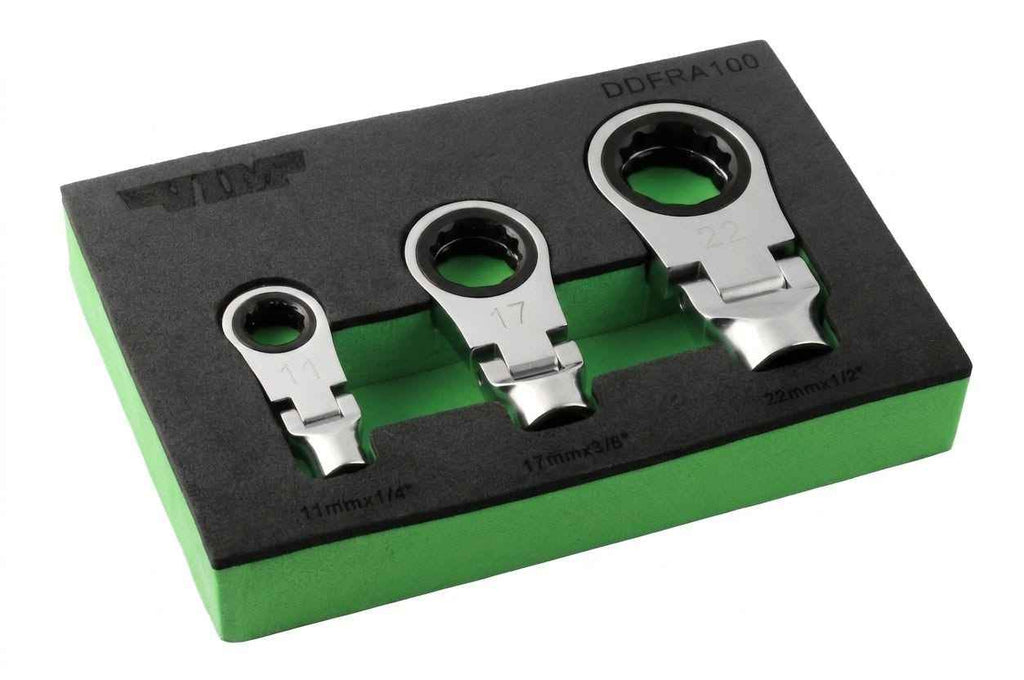 3pc DUAL DRIVE FLEX RATCHETING ATTACHMENT SET - DDFRA100