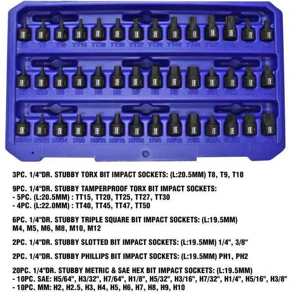 Astro Pneumatic - 42-Piece 1/4″ Drive Low Profile Nano Impact Bit Socket Set - Ridge Toolbox
