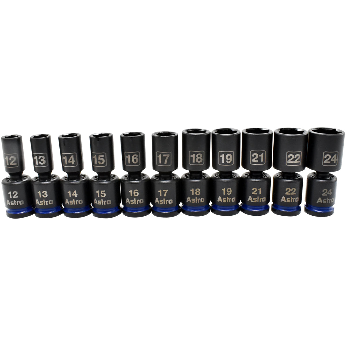 11-Piece 1/2″ Drive Mid-Length Pinless Universal Impact Sockets – Metric