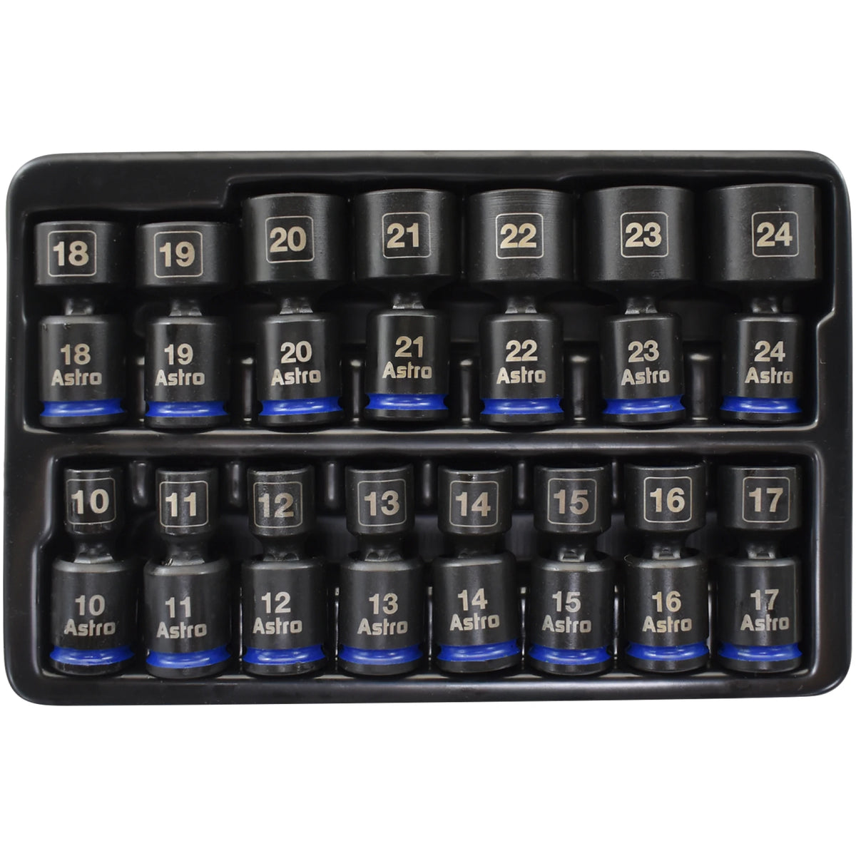 3/8″ Drive 10-24mm Pinless Universal Impact Sockets – No Skips – 15 Pieces