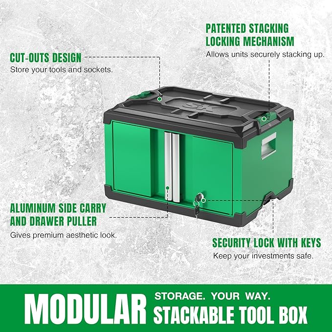 Durable Storage Toolbox - SK Tools USA Modular Stackable Storage Tool Box - Ridge Toolbox