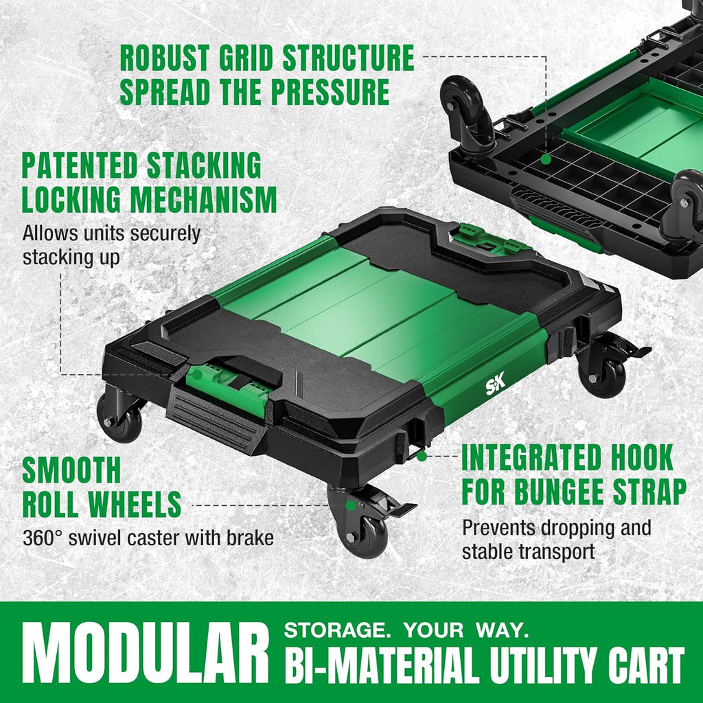 SK Tools USA - Multi-Purpose Utility Cart for use with Modular Stacking Storage Units - Ridge Toolbox