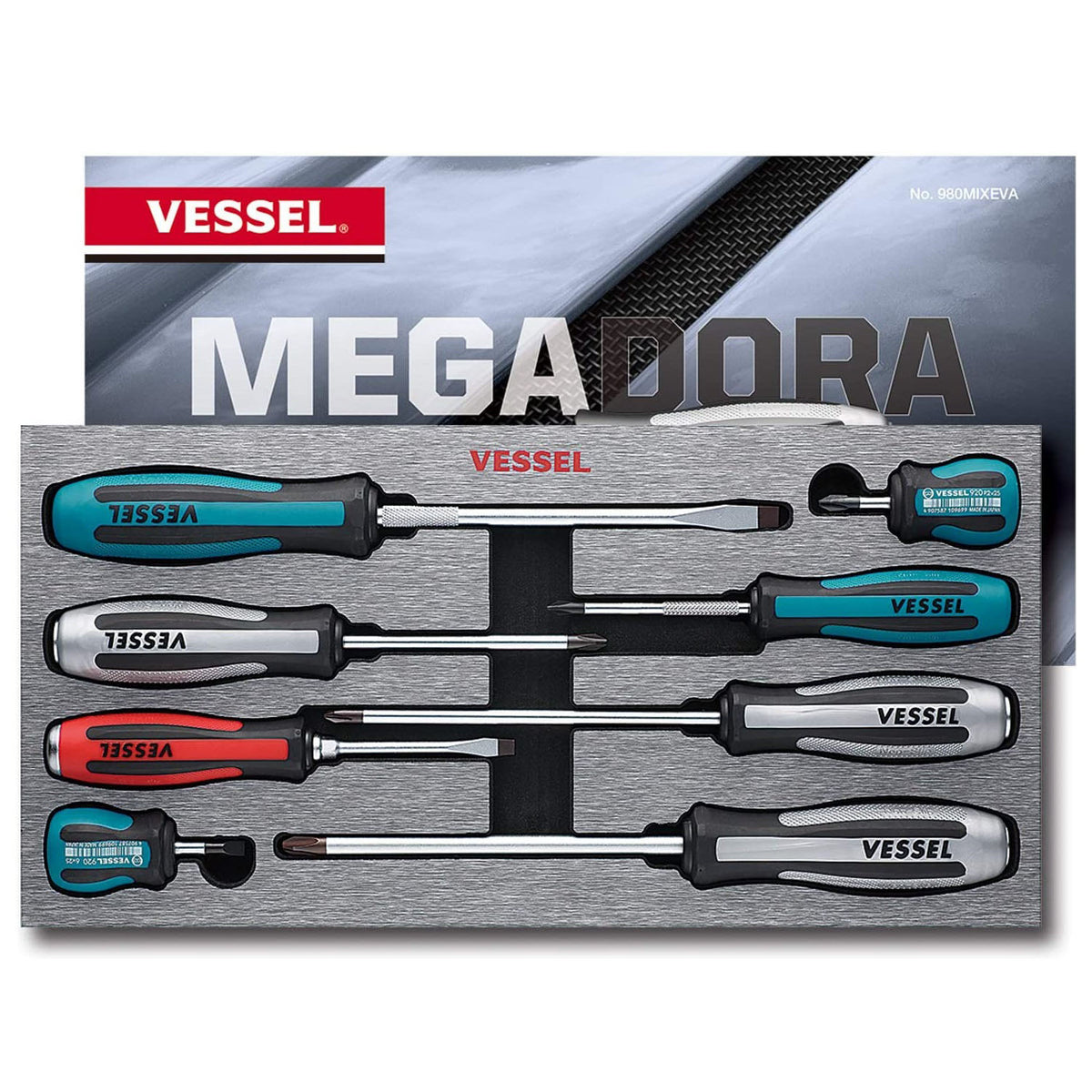 Vessel MEGADORA IMPACTA Assorted Screwdriver 8PC. Set - professional screwdrivers