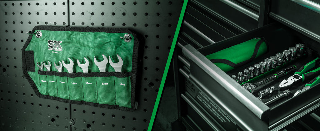 SK Tools USA - 7 Piece 12 Point Metric Short Combination SuperKrome Wrench Set - Ridge Toolbox