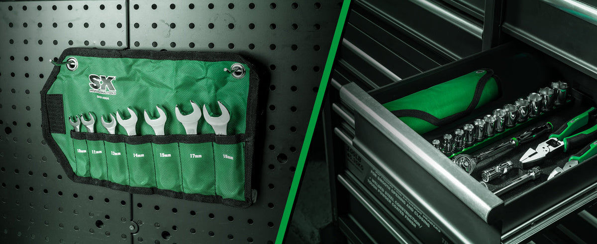 SK Tools USA - 7 Piece 12 Point Metric Short Combination SuperKrome Wrench Set - Ridge Toolbox