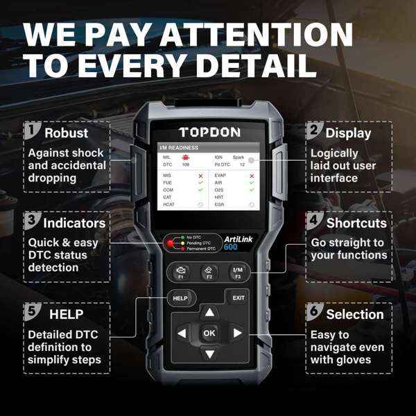 TOPDON Code Reader - ABS & SRS Active Tests & Live Data - Ridge Toolbox