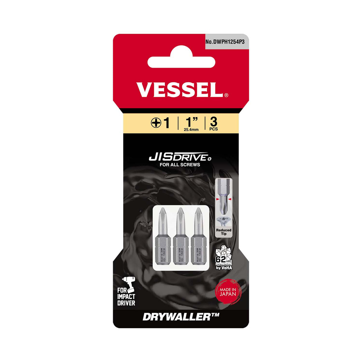 Vessel DRYWALLER Insert Bit +1x25.4mm 3PC. (Card)