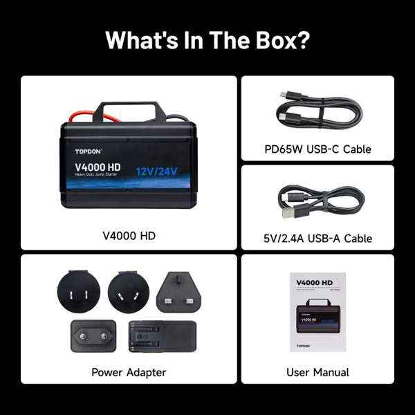 TOPDON 12V/24V 4000A Jump Starter - Ridge Toolbox