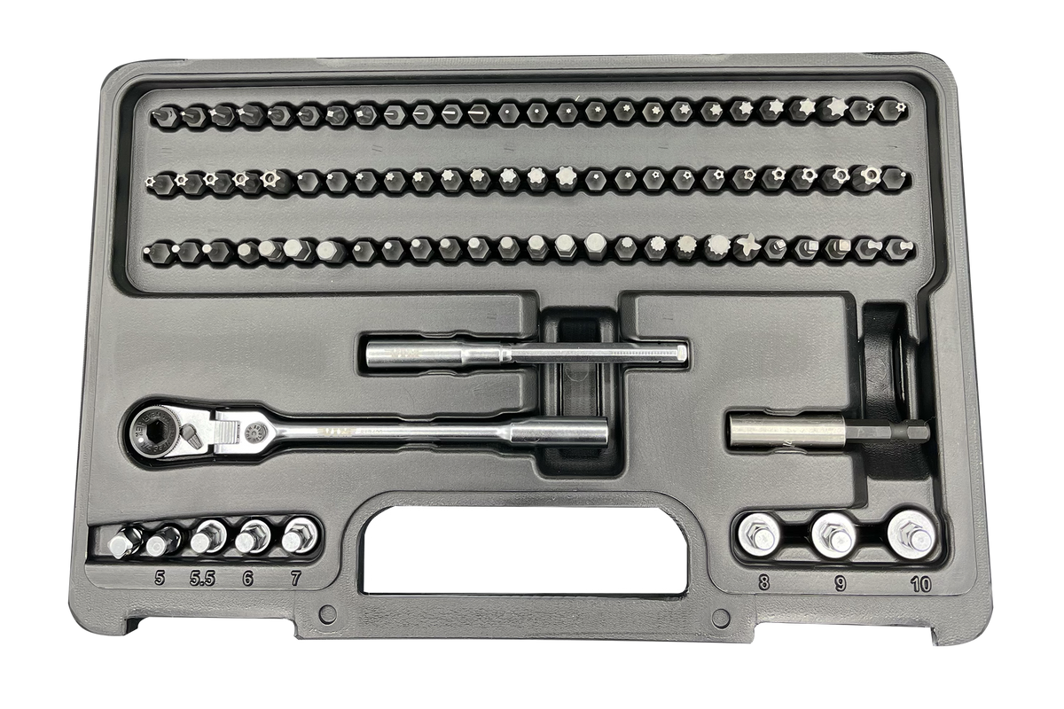 VIM Tools - 89 Piece Bit Set with 1/4″ Flex Ratchet - Ridge Toolbox