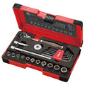 Vessel WOOD-COMPO Swivel Socket Wrench 1/4" SQ Drive 21PC. Set