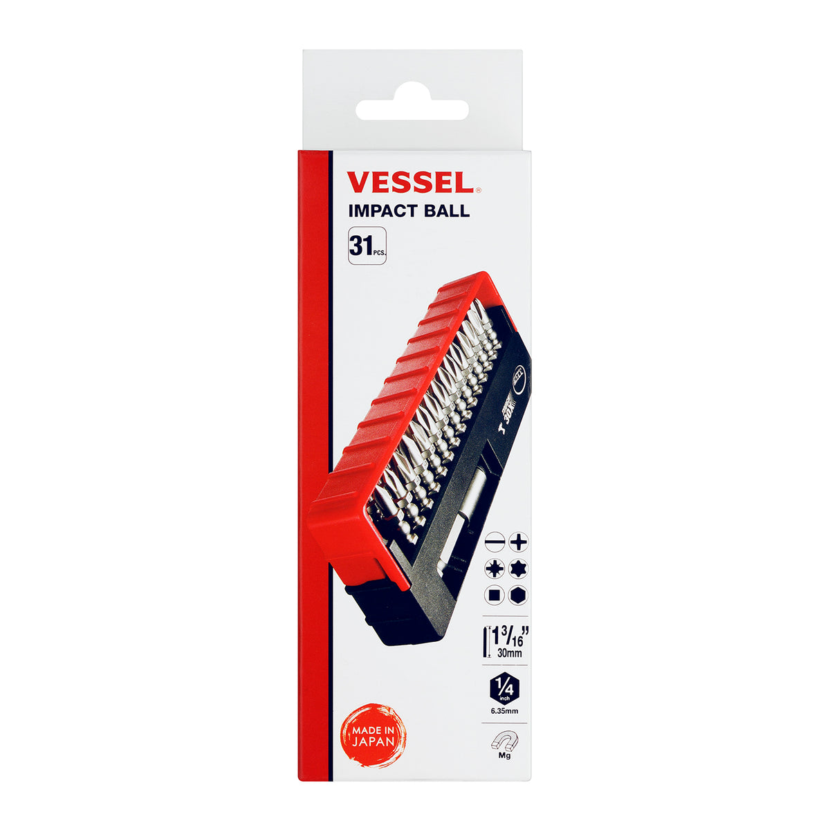 Vessel IMPACT BALL™ Torsion Bit 30+1 PC. Set in SLIDE CASE