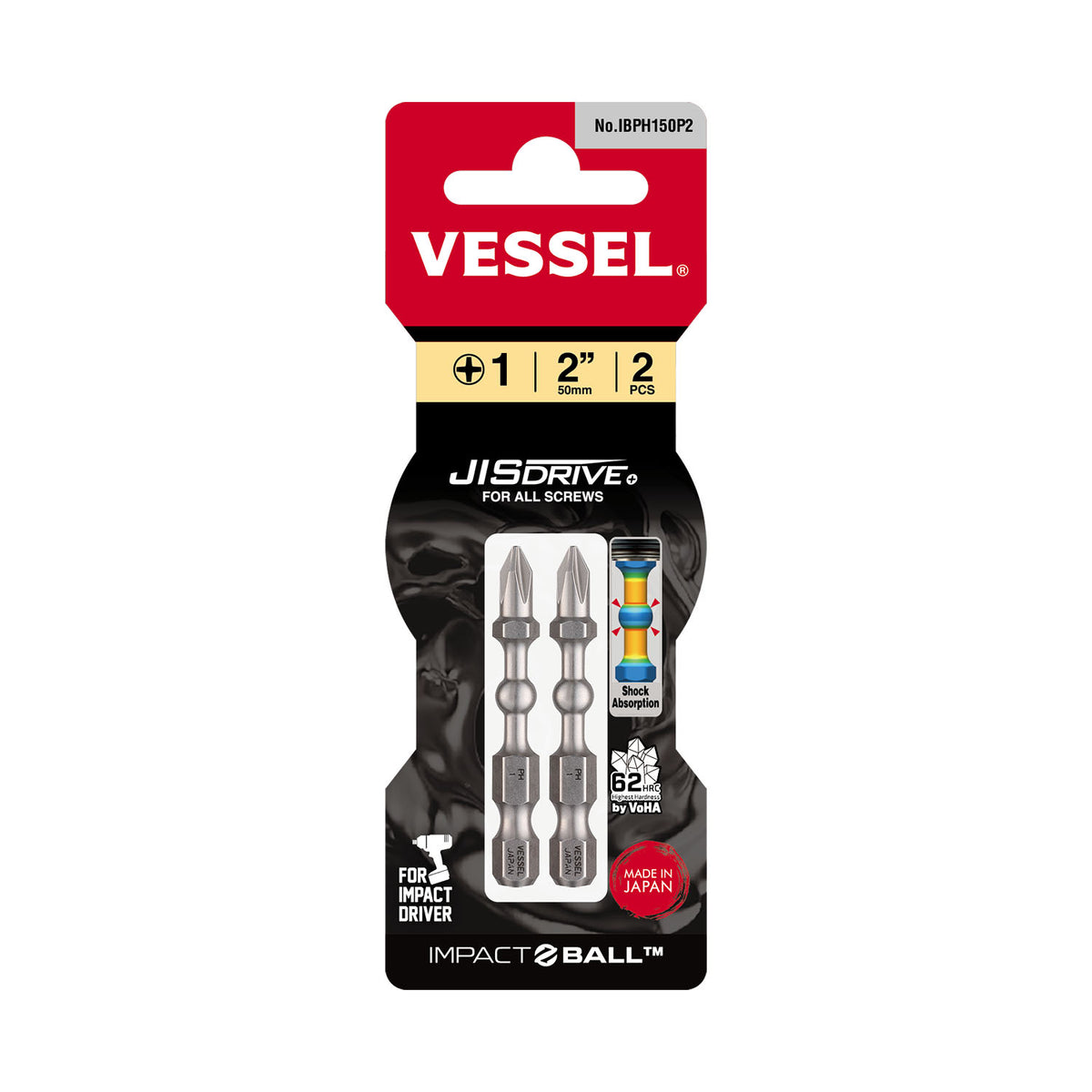 Vessel IMPACT BALL Torsion Bit +1x50mm 2PC. (Card)