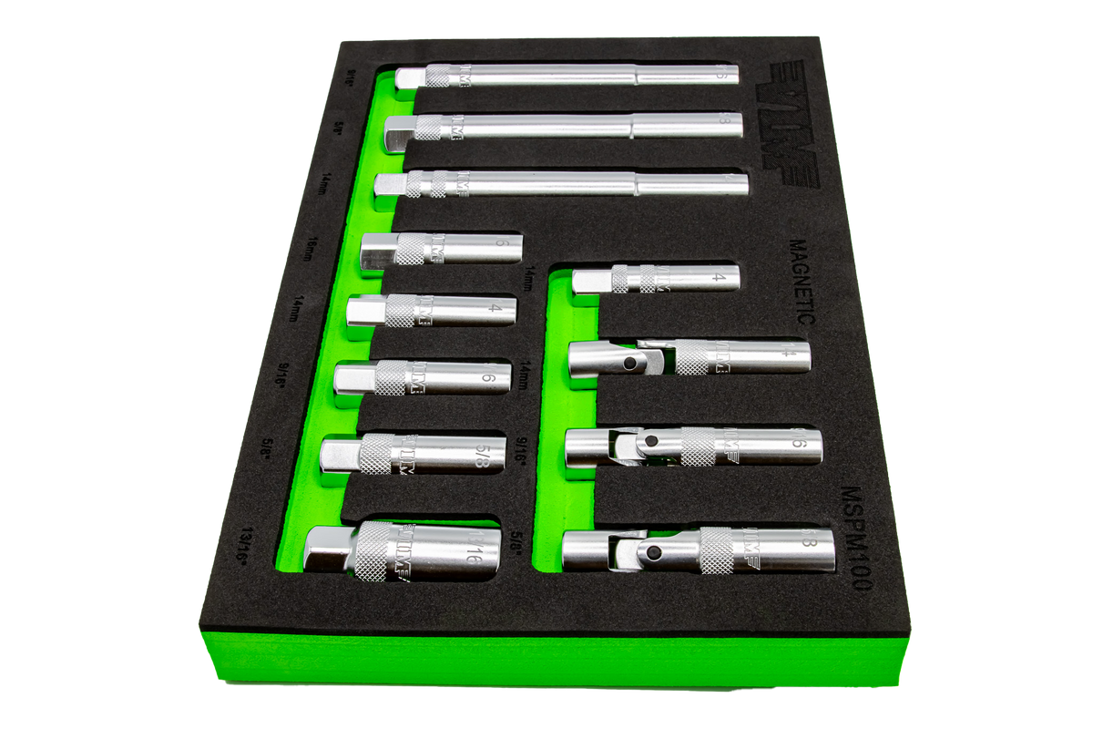 VIM Tools - 12 Piece 3/8″ Dr. Magnetic Spark Plug Master Set - Ridge Toolbox