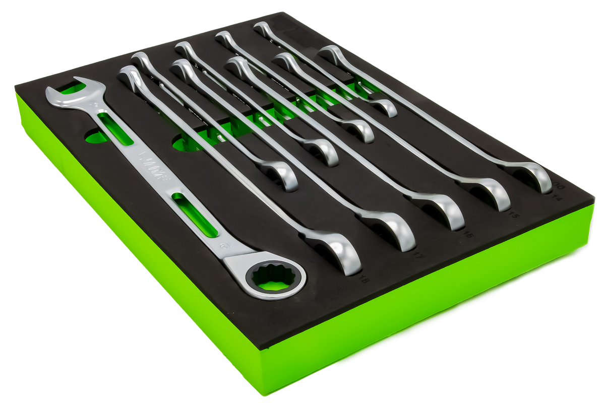 Vim Tools - 10 Piece Slim Angled Ratcheting Wrench Set - Ridge Toolbox