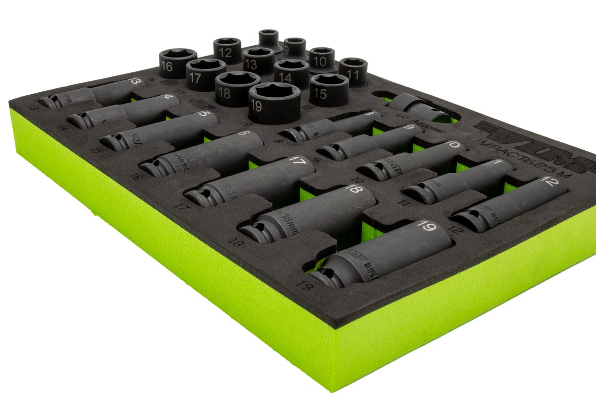 VIM Tools - 25 Pc. 3/8″ Dr. Metric Impact Socket Set - Ridge Toolbox