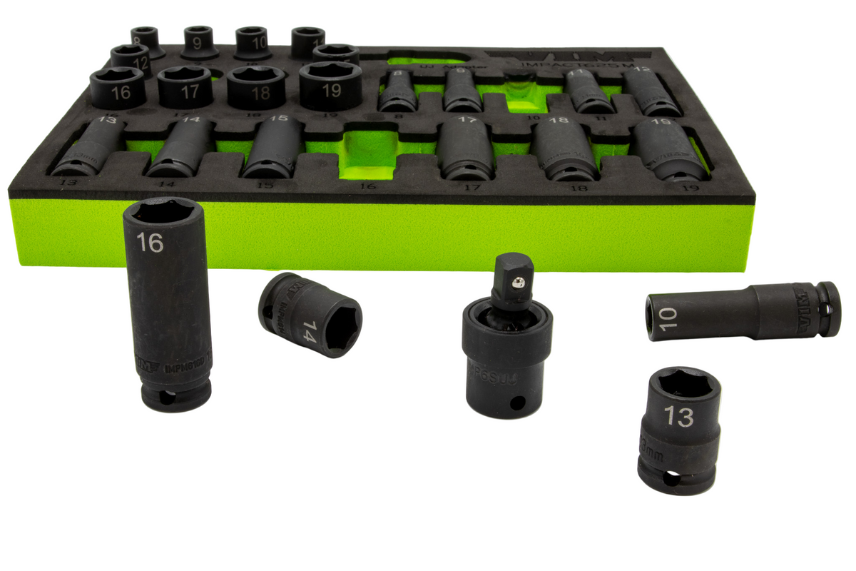 VIM Tools - 25 Pc. 3/8″ Dr. Metric Impact Socket Set - Ridge Toolbox