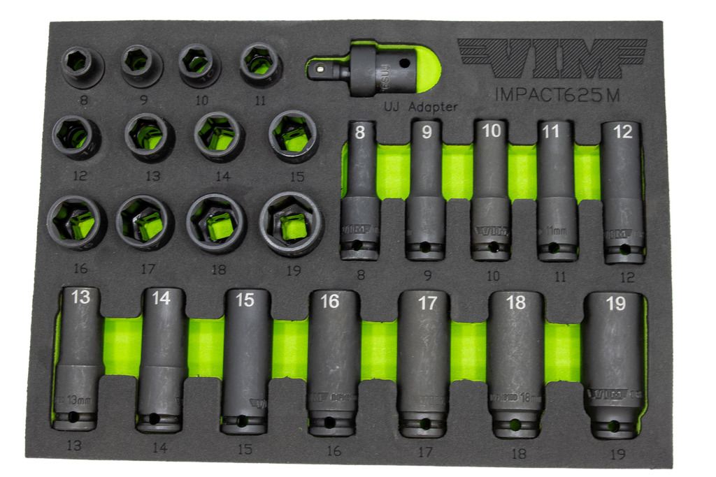 VIM Tools - 25 Pc. 3/8″ Dr. Metric Impact Socket Set - Ridge Toolbox