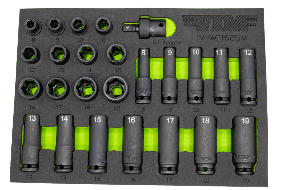 VIM Tools - 25 Pc. 3/8″ Dr. Metric Impact Socket Set - Ridge Toolbox
