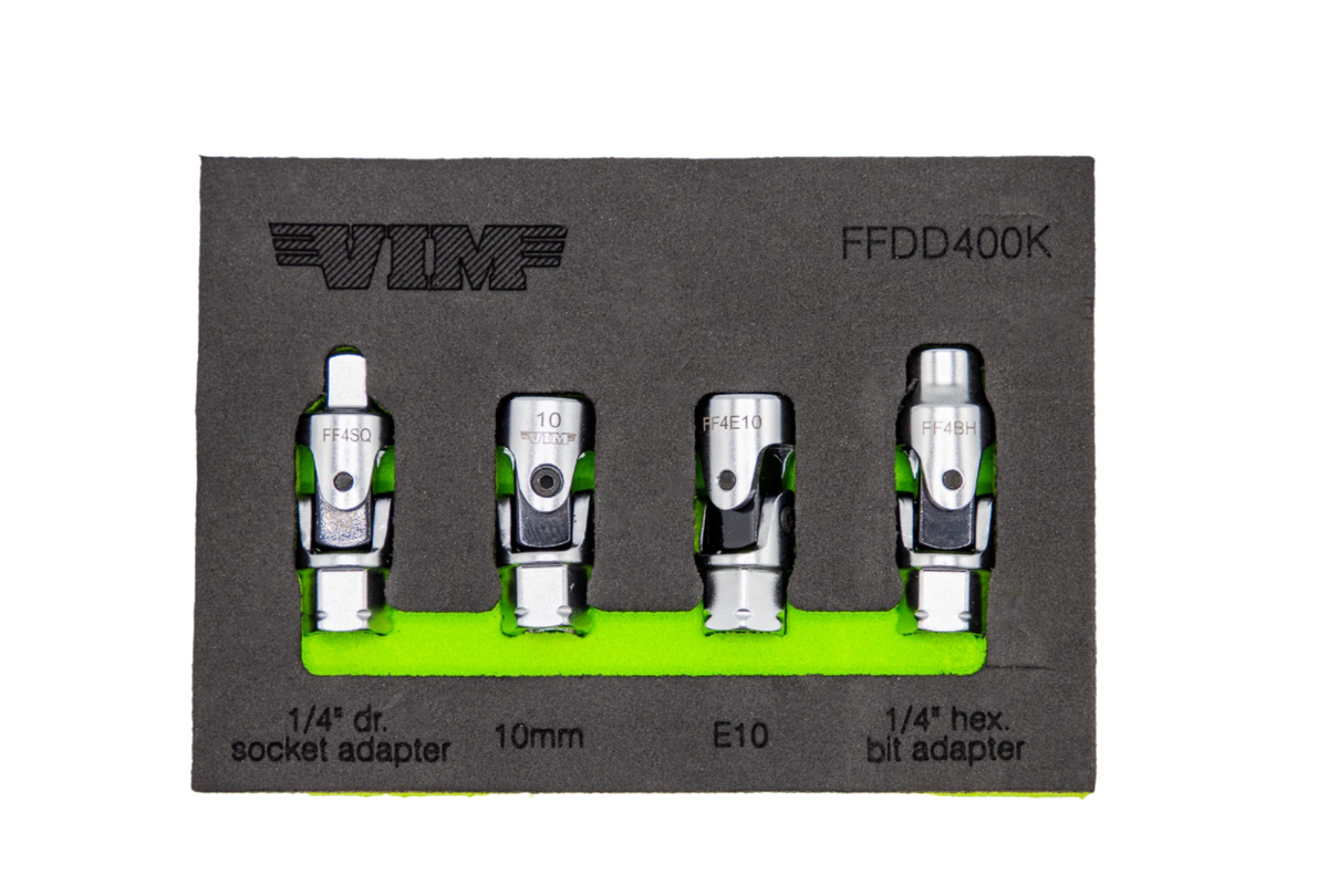 VIM Tools - 4 Piece Firm Flex Dual Drive 1/4” x 11mm UJ Kit - Ridge Toolbox