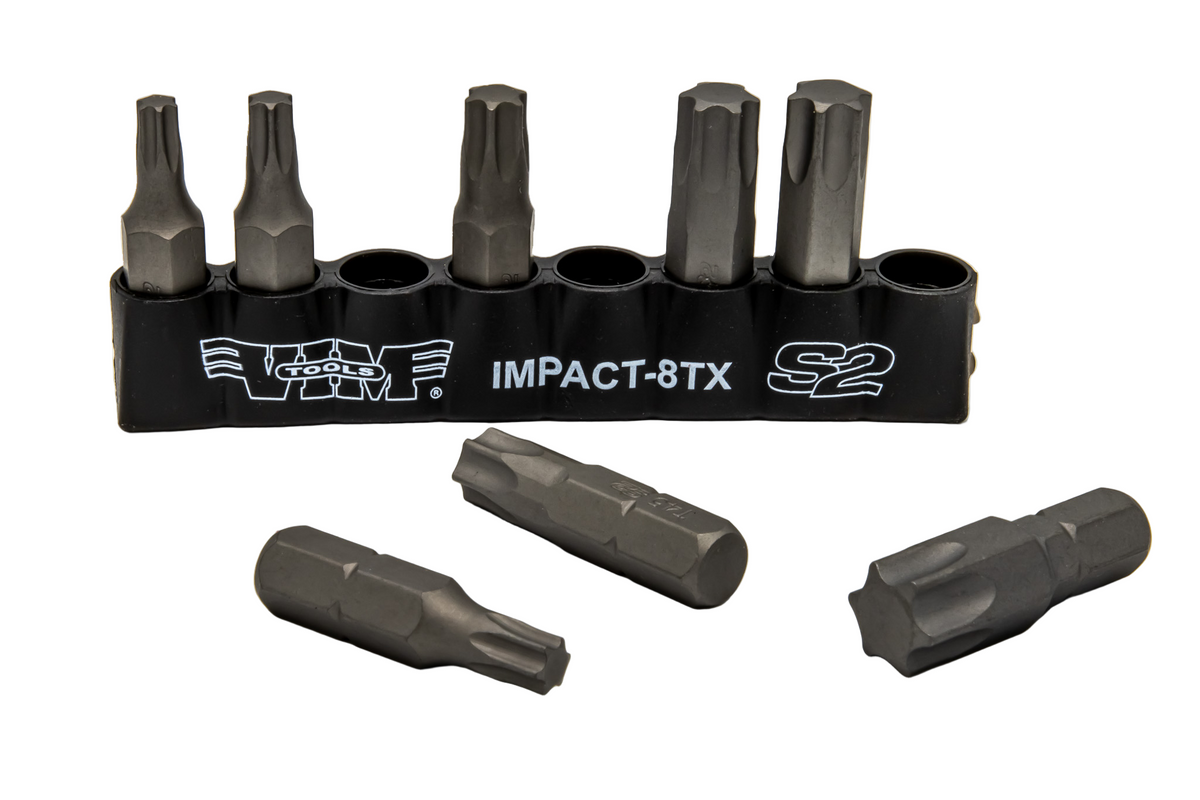 Vim Tools - Torx, Impact Quality S2 Bit Set, 8 Pc Bits 5/16″ Hex Bodies, 1.25″L, T25 Thru T55 Torx - Ridge Toolbox