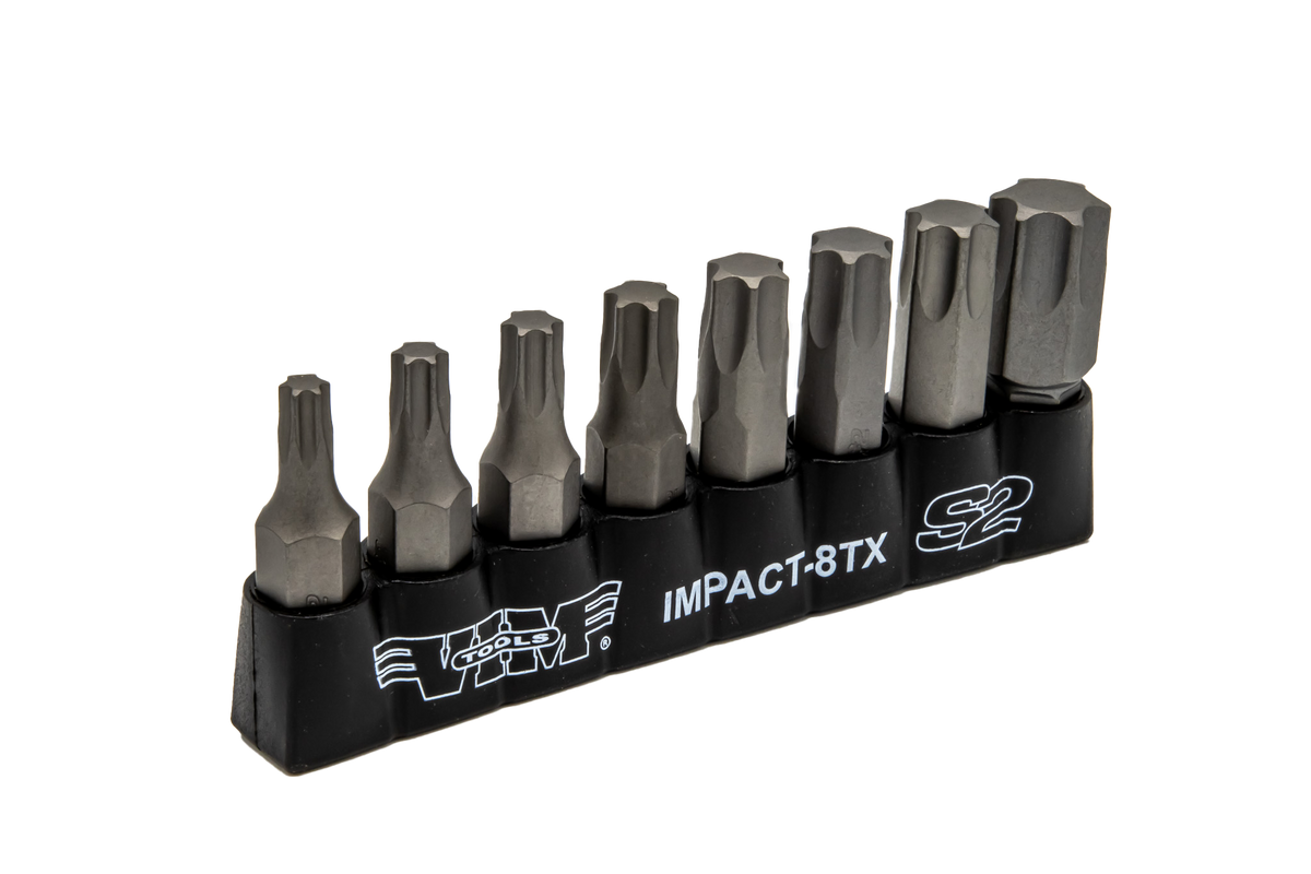 Vim Tools - Torx, Impact Quality S2 Bit Set, 8 Pc Bits 5/16″ Hex Bodies, 1.25″L, T25 Thru T55 Torx - Ridge Toolbox