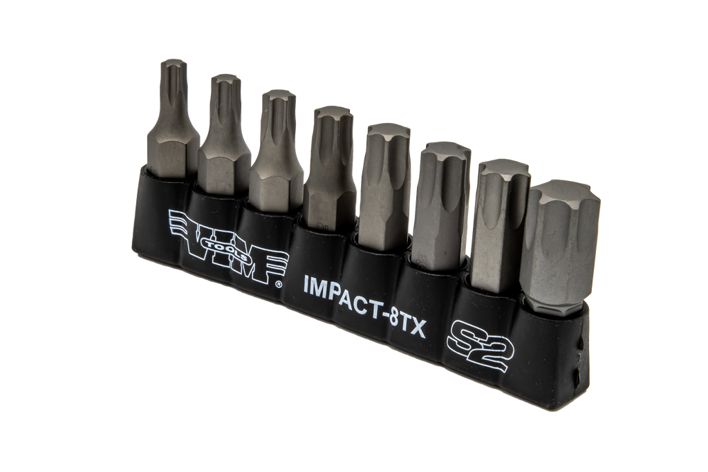 Vim Tools - Torx, Impact Quality S2 Bit Set, 8 Pc Bits 5/16″ Hex Bodies, 1.25″L, T25 Thru T55 Torx - Ridge Toolbox