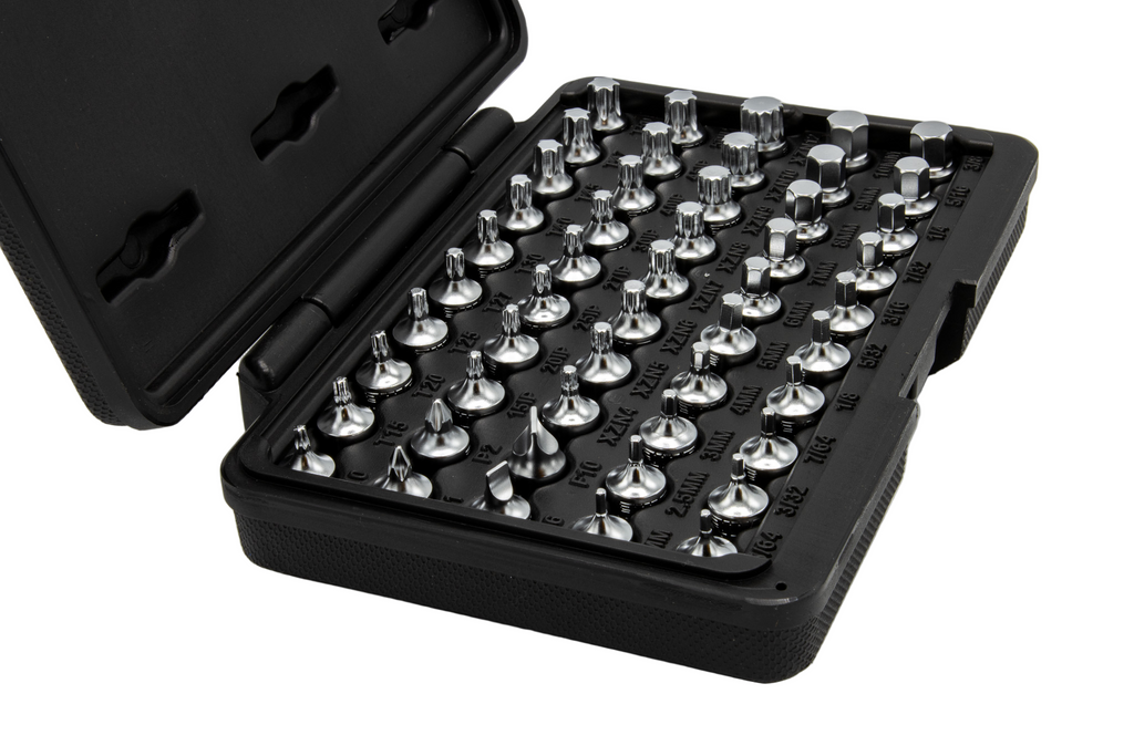 VIM Tools - Elite 50 pc Mechanics Master Set, all 1/4″ drive and 20mm OAL, TORX®, TORX® Plus, XZN Hex flat Philips - Ridge Toolbox