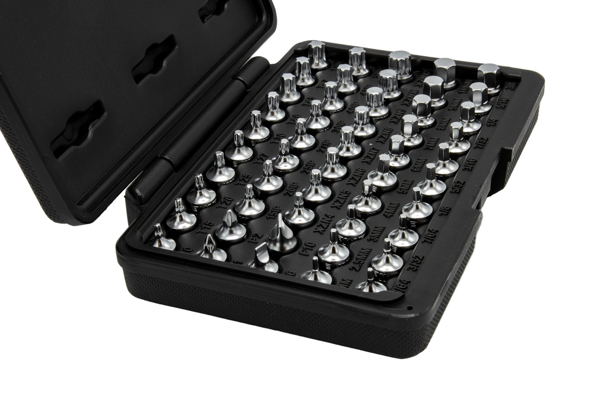 VIM Tools - Elite 50 pc Mechanics Master Set, all 1/4″ drive and 20mm OAL, TORX®, TORX® Plus, XZN Hex flat Philips - Ridge Toolbox