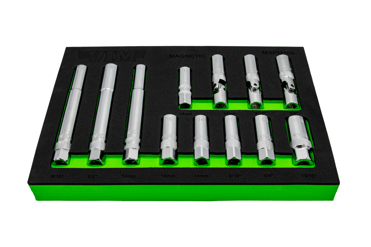 VIM Tools - 12 Piece 3/8″ Dr. Magnetic Spark Plug Master Set - Ridge Toolbox