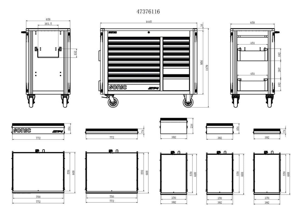 Sonic Tools - NEXT S14 Toolbox, 16 drawers - Ridge Toolbox