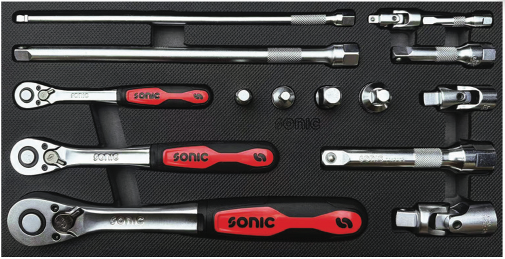 Sonic Tools - NEXT Ratchet and Extension Set, 1/4", 3/8", 1/2", 15-PC - Small SFS - Ridge Toolbox