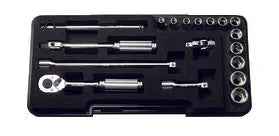 1/4 Sq. Dr. 18 Piece 6-Point Metric Socket Set  4-13mm