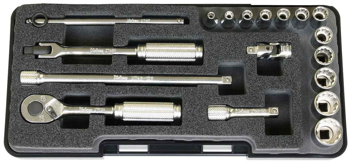 1/4 Sq. Dr. 18 Piece 12-Point SAE Socket Set  1/8-9/16
