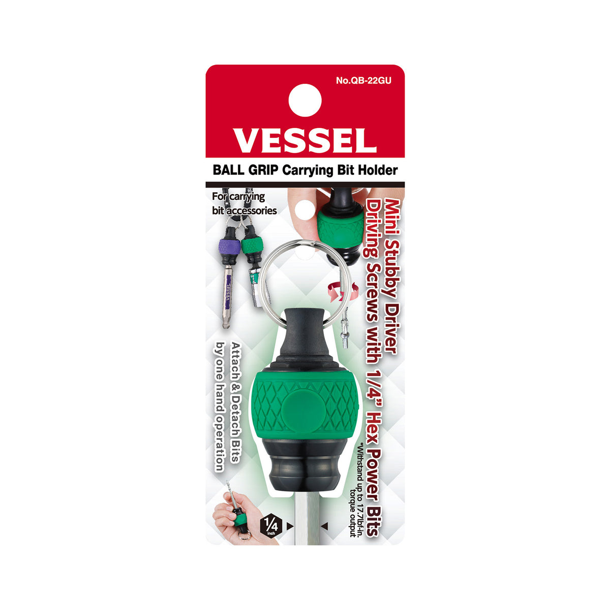 Vessel BALL GRIP Carrying Bit Holder (Green)