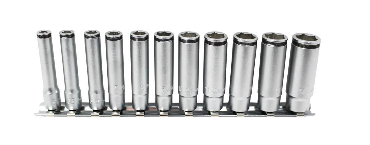 Special 1/4 Sq. Dr. Deep NUT GRIP® Socket Set, 5-14mm - 11 pieces