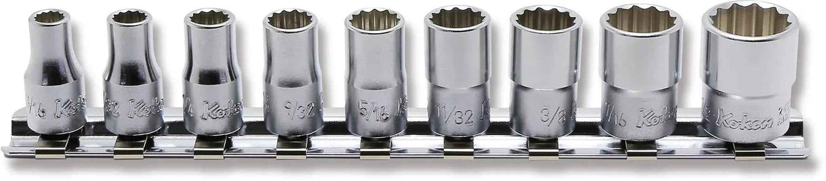 1/4 Sq. Dr. Socket Set  3/16-1/2 12 point 150mm  9 pieces