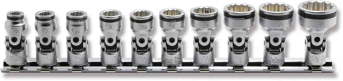 Ko-ken 1/4" Sq. Drive SAE Universal 12-Point NUT GRIP® 10 Piece Socket Set